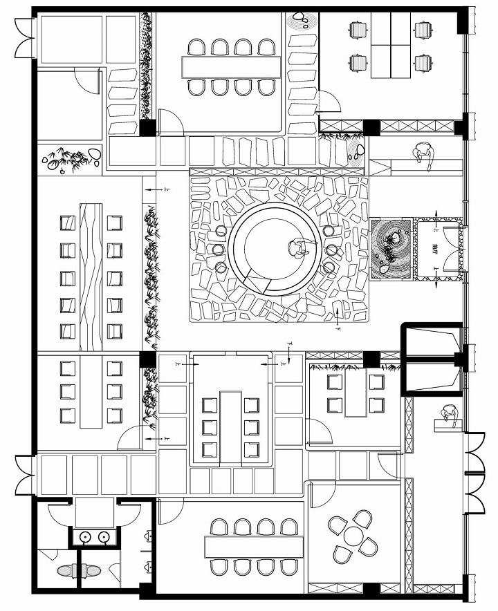 布置圖 東方禪意茶館會(huì)所裝修效果圖-茶樓平面布置圖