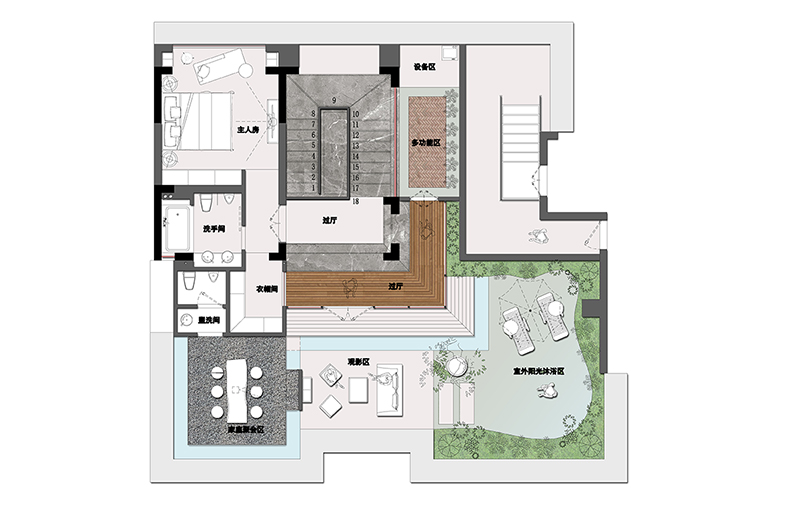 別墅方形樓裝修設計平面圖
