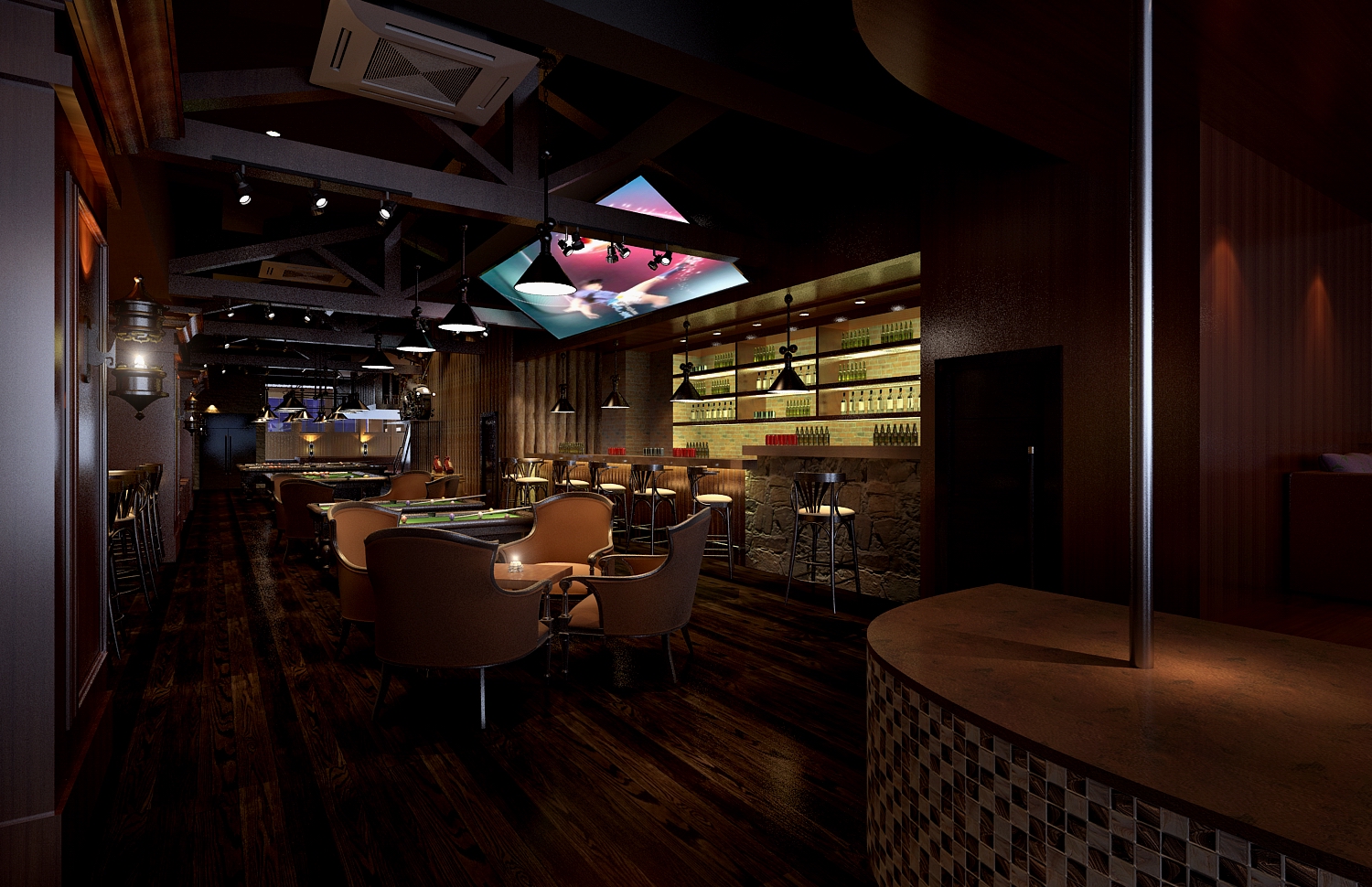 高檔臺球廳俱樂部會所裝修效果圖鑒賞