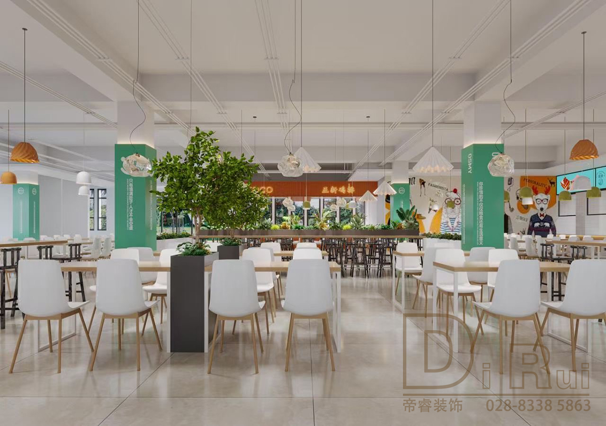 大學食堂校園餐廳裝修設計效果圖